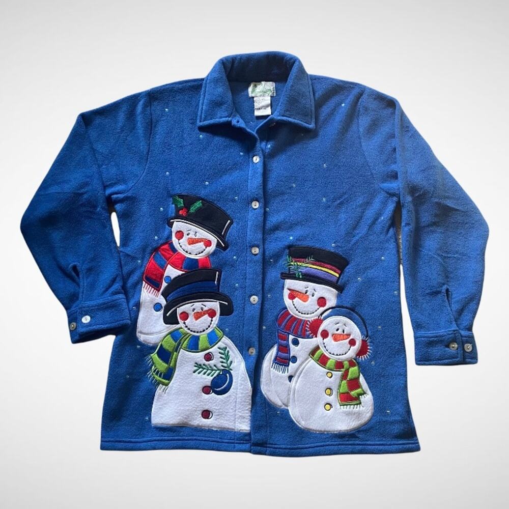 The Quacker Factory 2-Sided Snowman Button-Up Sha… - image 2